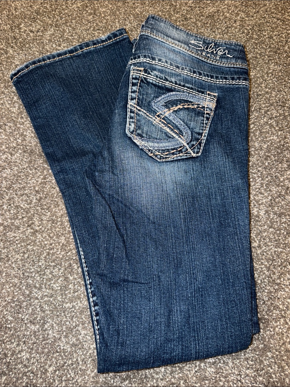 Y2K Silver Suki Dark Indigo Bootcut Jeans size 26x30